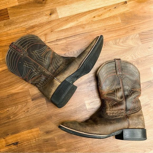 🍋 ARIAT • Men’s Sport Wide Square Toe Western Leather Boot Size 10.5 - Picture 2 of 8